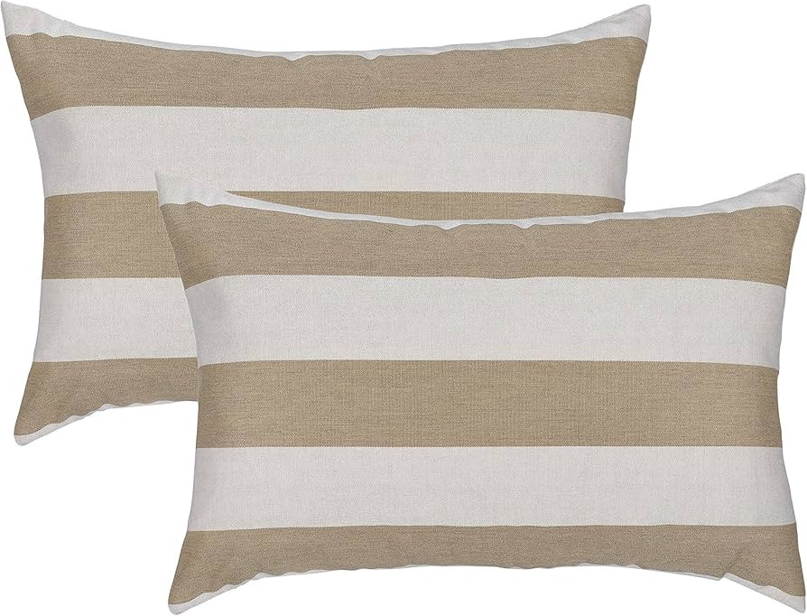 Austin Horn Classics Sunbrella Maxim Heather Beige Stripe Pillow Set, Decorative Pillows, Living ... | Amazon (US)