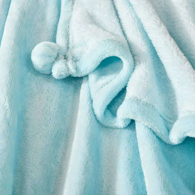 Mainstays Oversized Plush Throw with Poms, Aqua Sparkle, 50"x70" | Walmart (US)