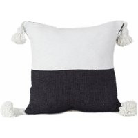 Moroccan Cotton Pom Pillow/White & Dark Grey | Etsy (US)
