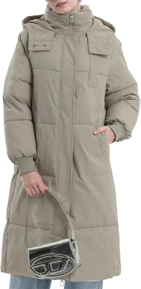 Long Puffer Jacket for Women,2025 Thickened Winter Coat Hooded with Deep Pockets, Ladies Warm Win... | Amazon (US)