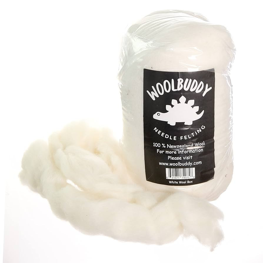 Woolbuddy Needle Felting Wool, Handmade Carded Core Material, White Roving for Wet Painting, Drye... | Amazon (CA)