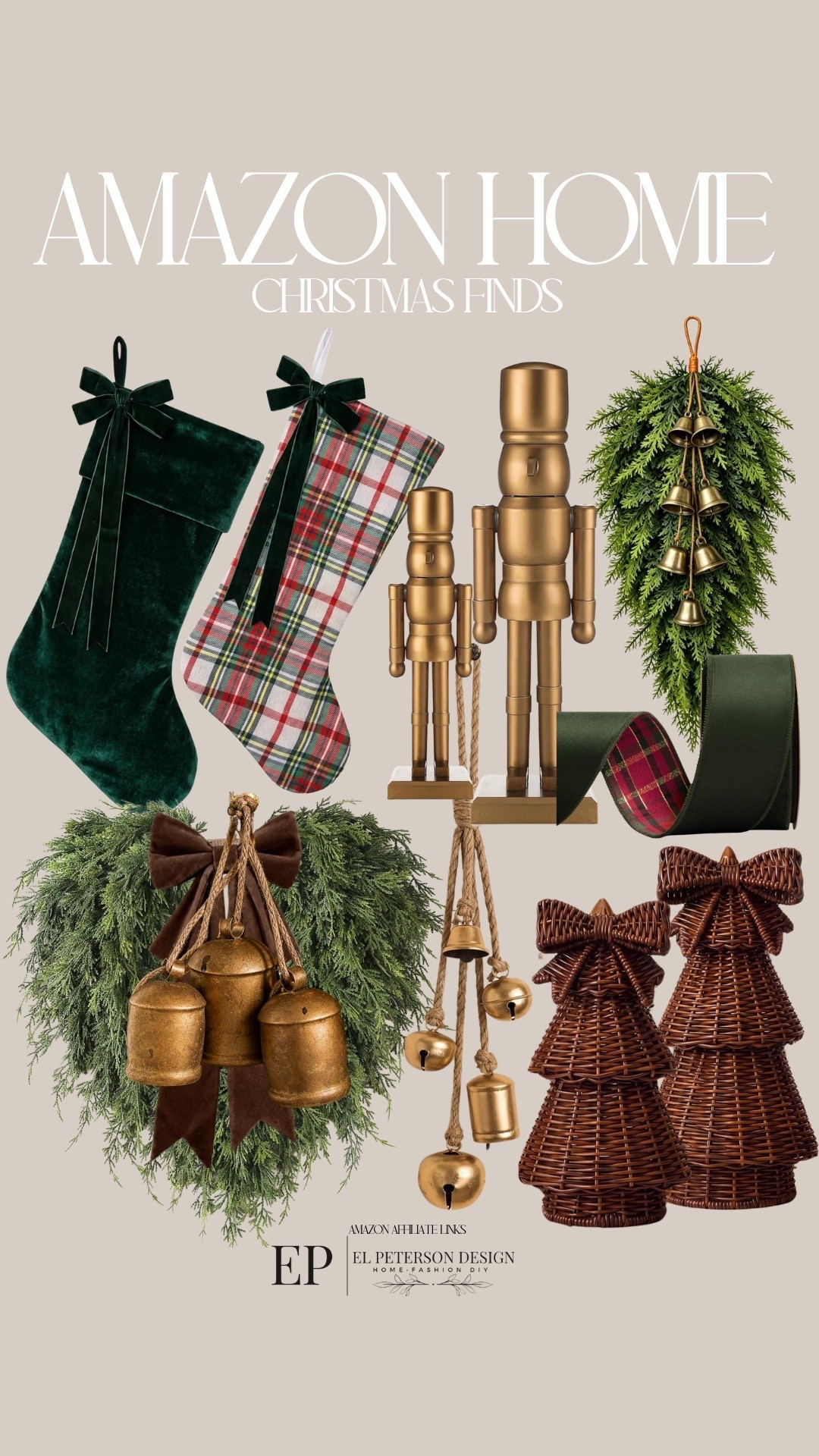 Amazon 
Christmas Finds
Stockings
Nutcrackers
Table top tees
Bells
Wreath
Christmas swags

#LTKHome