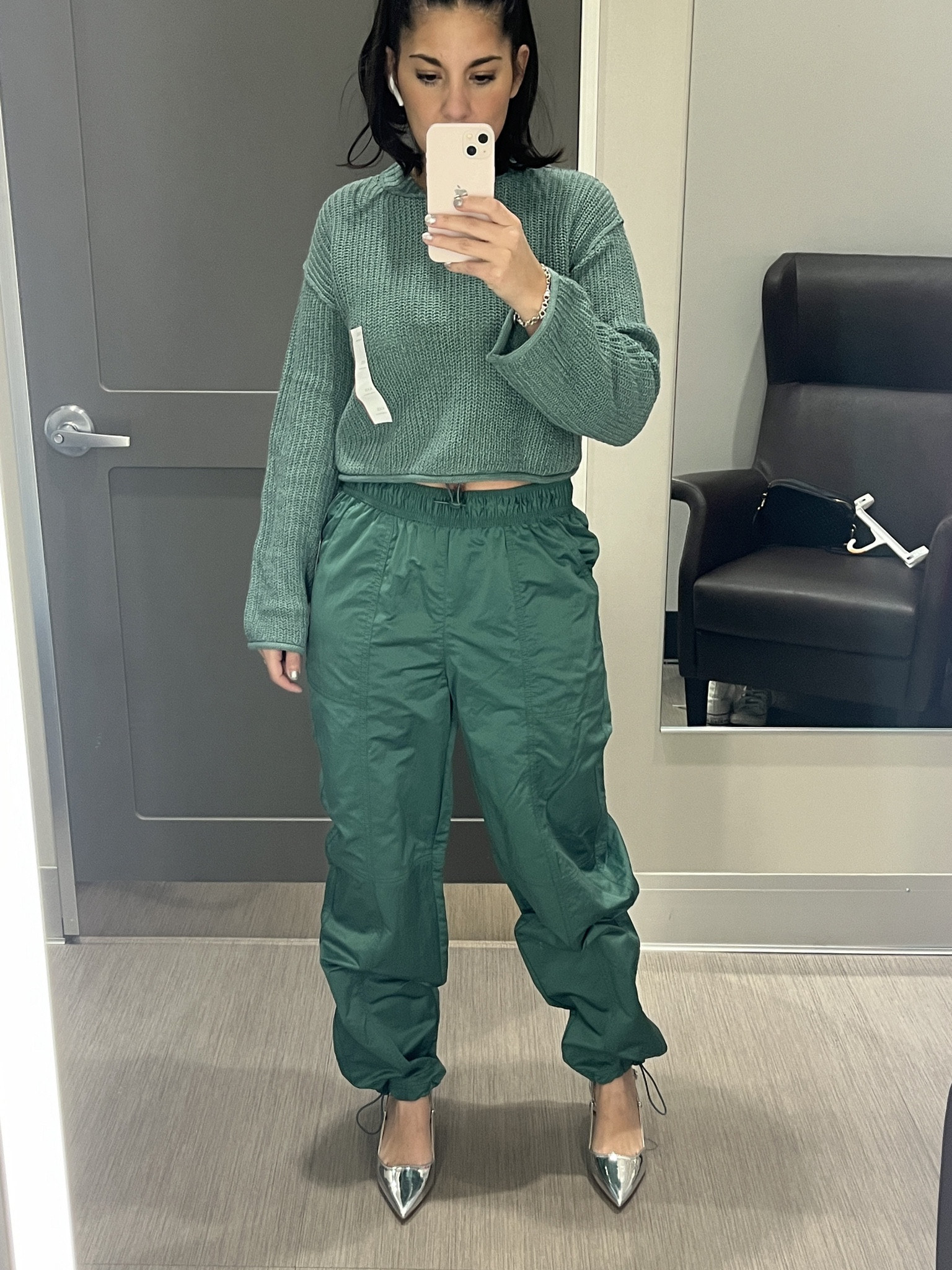 These parachute joggers are so effortless. The monochromatic green was such a vibe! 

This sweater was so easy to pair with a skirt, jeans and these pants. 

Plus who doesn’t love the metallic heel 

#LTKfindsunder100 #LTKMostLoved #LTKSeasonal