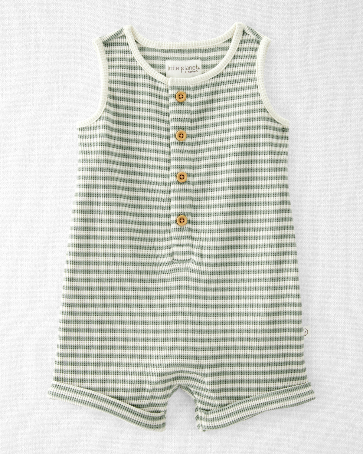 Baby Organic Cotton Waffle Knit Romper in Stripes - Little Planet | Carter's | Carter's Inc