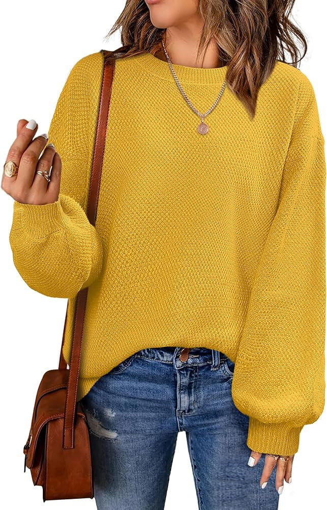NIeyook Women's Oversized Sweaters 2025 Spring Trendy Long Sleeve Crew Neck Pullover Sweater Loos... | Amazon (US)