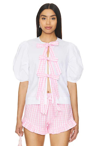 Damson Madder Paddy Night Blouse in Pink Gingham Bows from Revolve.com | Revolve Clothing (Global)