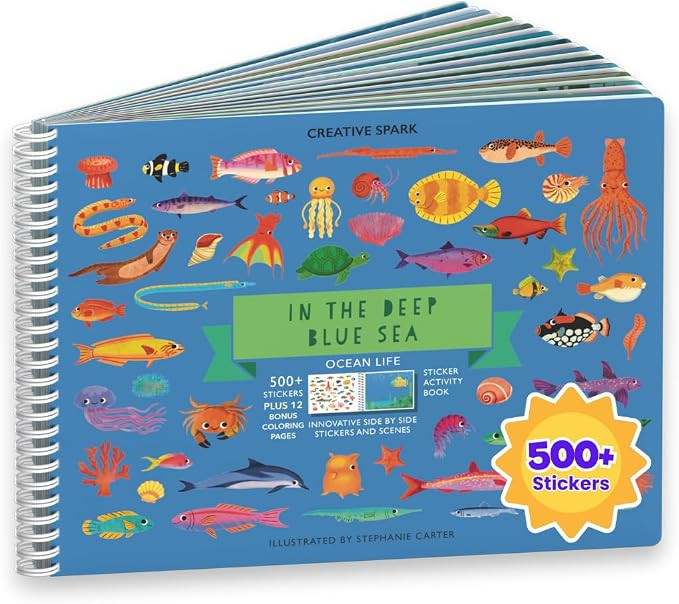 Cupkin Ocean Sticker Book Activity for Kids, Toddler Airplane Travel Essentials, 500+ Shark Stick... | Amazon (US)