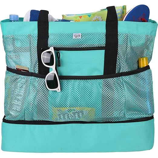 Beach Tote Bag For Women with Soft Cooler and Top Zipper — Extra Large Beach Bag, Mesh Tote Bag... | Amazon (US)