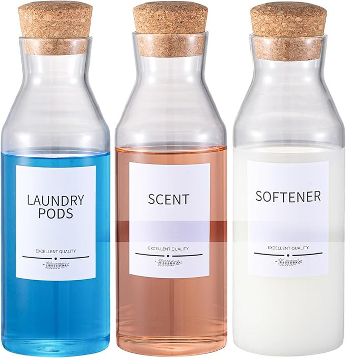 3Pack Glass Laundry Detergent Dispenser with 7Pcs Labels,40oz Liquid Laundry Detergent Dispenser,... | Amazon (US)