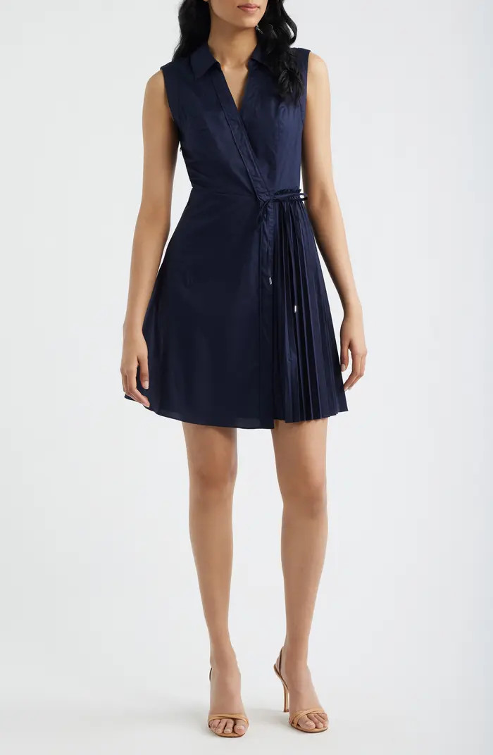 Halogen® Pleated Wrap Minidress | Nordstrom | Nordstrom