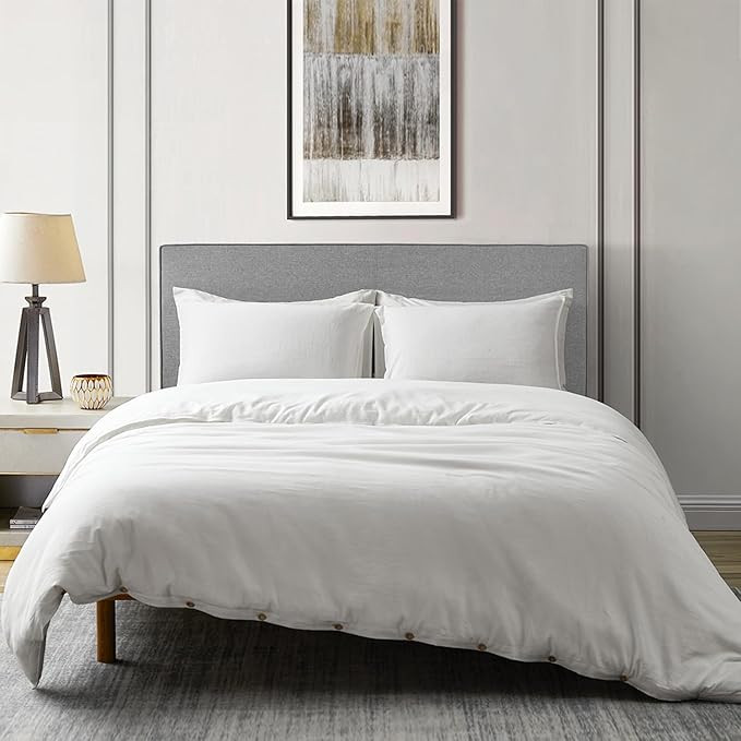 DAPU Linen Duvet Cover Set - French Linen Cotton Blend Natural Flax Soft Breathable Bedding 3 Pcs... | Amazon (US)