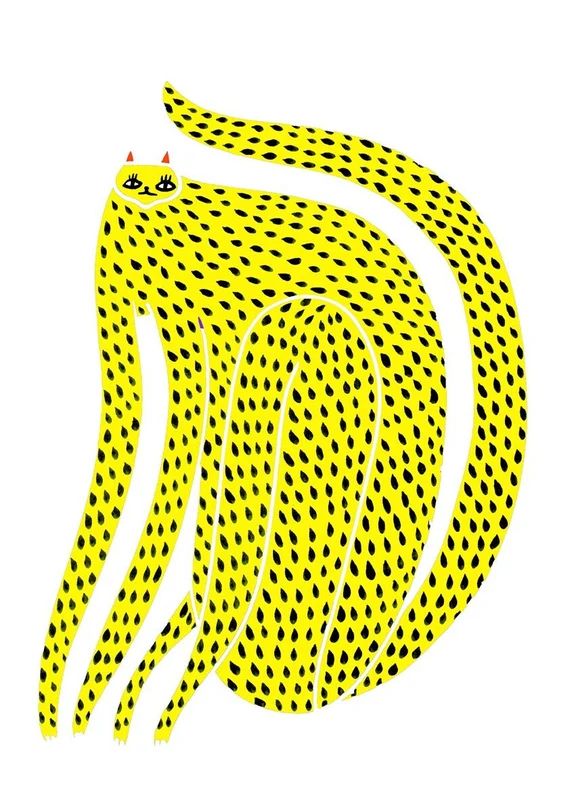The Big Yellow Cat. Animal Art Prints  Wall Decor  Art for - Etsy | Etsy (US)