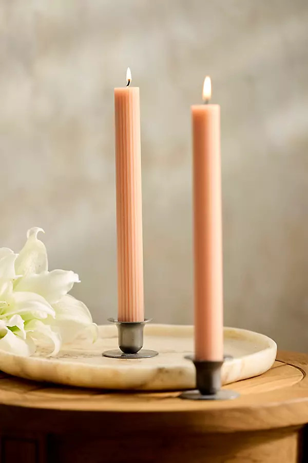 Ribbed Taper Candles, Set of 2 in Red at Terrain | Terrain
