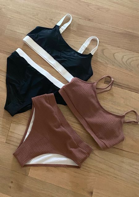 Swim suit sets under $40!! Great material and great fit! As a mom who wants to be comfortable yet still feel stylish, these are a 10/10!! Brown runs true to size (I order a small) and for the black and white I sized up (medium)! I’m 5’6” 30DD 26 waist, 38 hips. #swimsuit #highcutswimsuit #swimsuitformoms

#LTKstyletip #LTKsalealert #LTKunder50