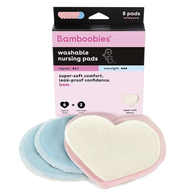 Bamboobies Women’s Nursing Pads, Reusable and Washable, Blue and Light Pink, 3 Regular Pairs an... | Amazon (US)