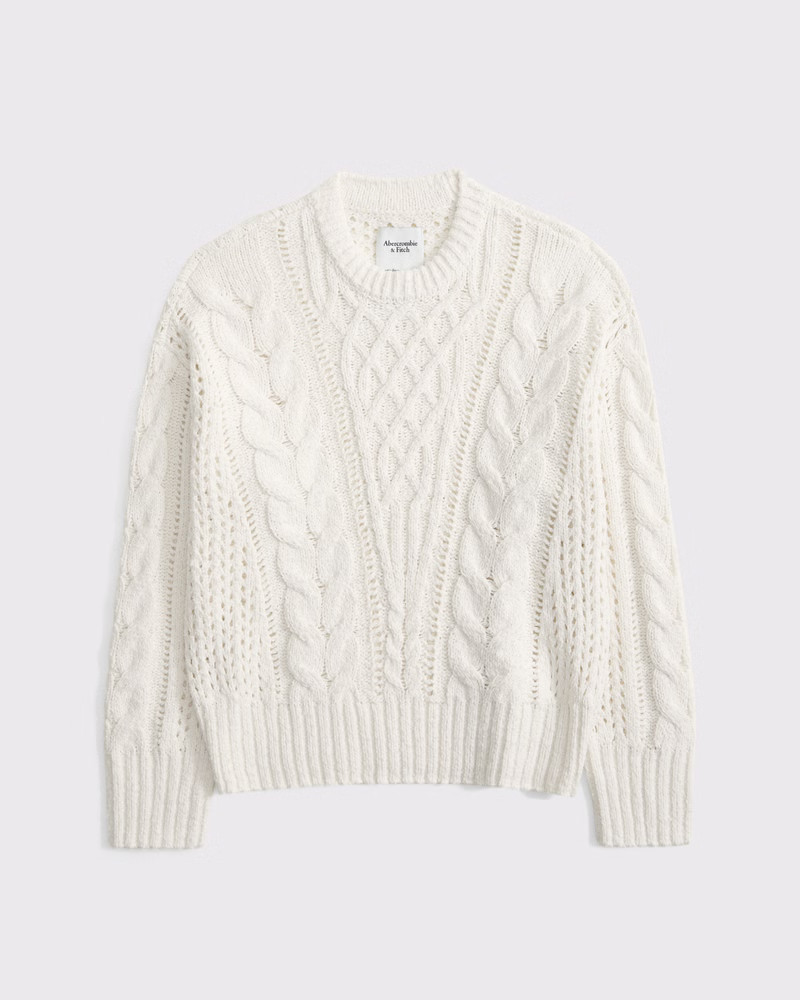 Women's Textural Stitch Cable Crew Sweater | Women's Tops | Abercrombie.com | Abercrombie & Fitch (US)