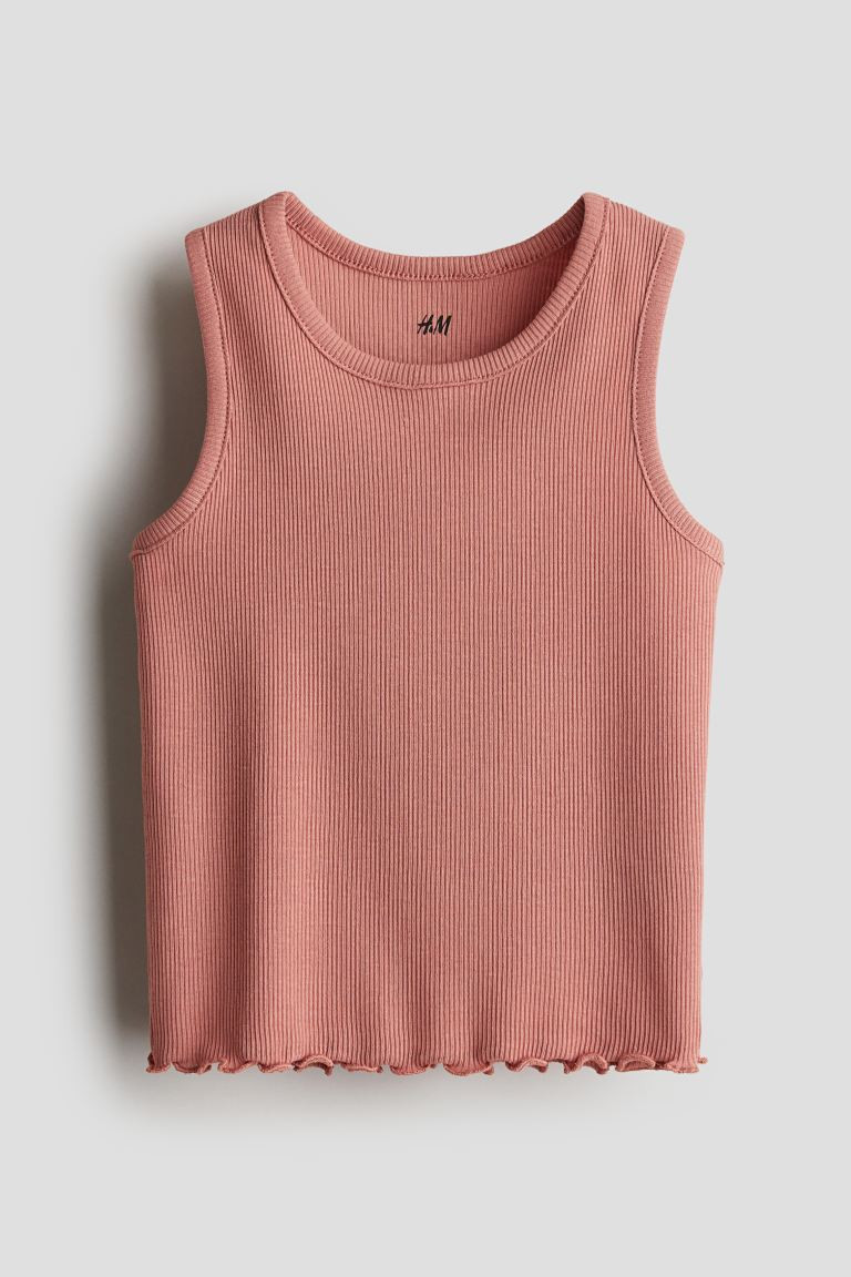 Ribbed Tank Top - Round Neck - Sleeveless - Light rust red - Kids | H&M US | H&M (US + CA)