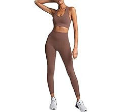 Hotexy Workout Set for Women 2 Pieces Outfits Seamless Yoga Leggings with Sports Bra Tank Top Gym... | Amazon (US)