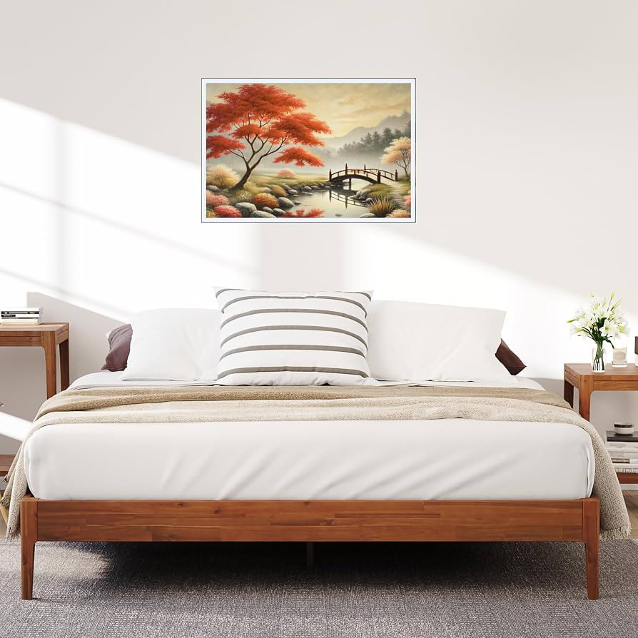 Camila Luxury King Size Bed Frame - Heavy Duty Acacia Wood Bed, Wooden Slats, No Box Spring Neede... | Amazon (US)