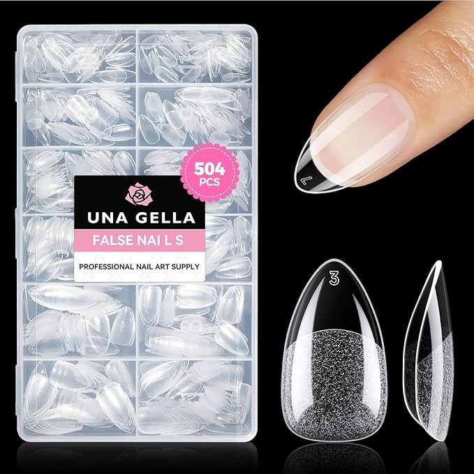 UNA GELLA Short Almond Nail Tips: 504PCS Short Fake Nails Soft Press On Gel Nail Tips Pre Shaped ... | Amazon (US)