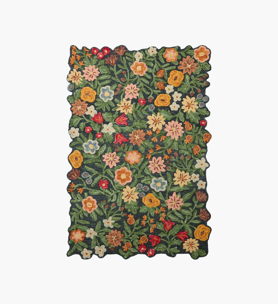 Edith Wool Hooked Rug - Navy | Rifle Paper Co.