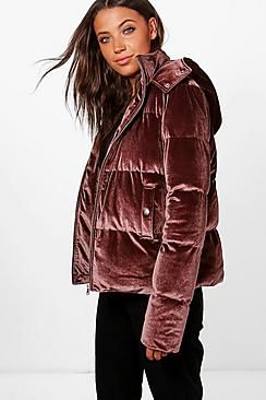 Boutique Velvet Padded Jacket | Boohoo.com (US & CA)
