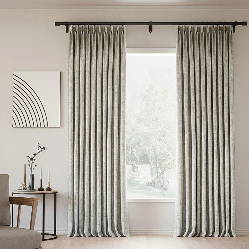Pinch Pleated Lille Linen Memory Trained Blackout Curtains Natural Modern Custom Drapes | Homerilla