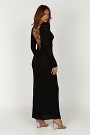 Talia Maxi Open Back Knit Dress - Ivory | MESHKI (US & UK)