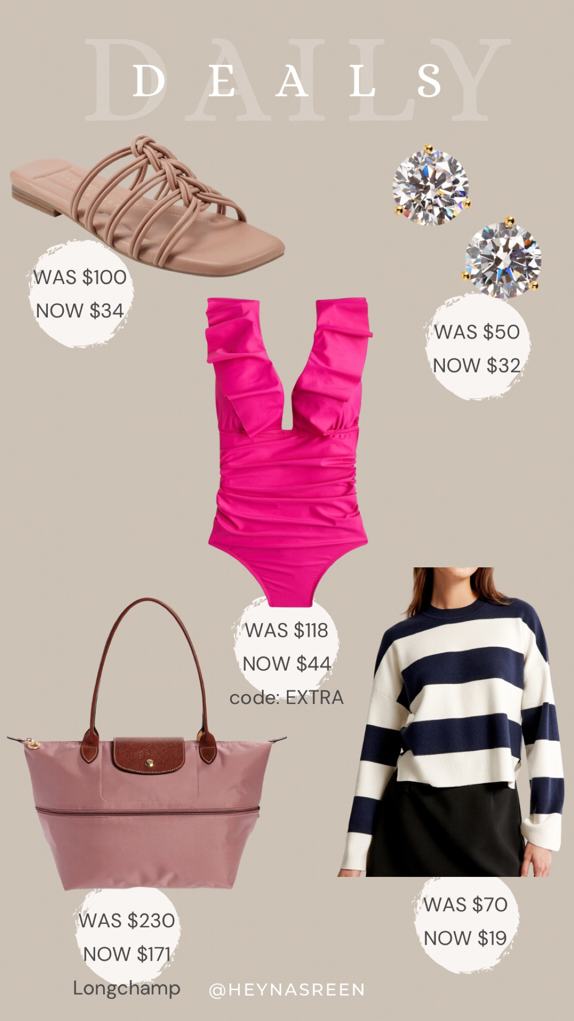 Daily deals on Marc Fisher sandals, Nordstrom studs, J.Crew bathing suit, Longchamp tote, Abercrombie sweater 

#LTKSaleAlert