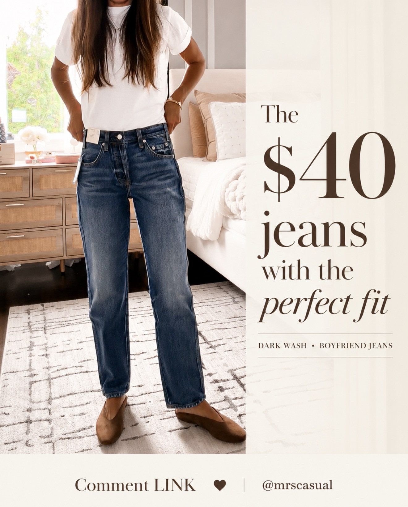 The fit on these $40 boyfriend jeans is SO good 🤎 Love this dark wash with a simple tee and brown flats. An easy everyday outfit I’d happily repeat!

Comment LINK and I’ll send you the details!

#LTKOver40 #LTKSeasonal #LTKmomlife