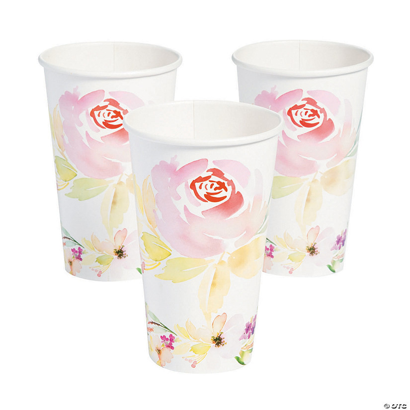Garden Party Floral Pastel Paper Cups - 24 Pc. | Oriental Trading Company