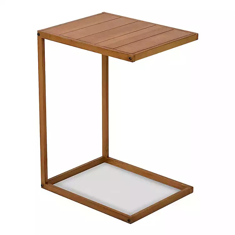 Natural Slatted Outdoor C-Table | Kirklands