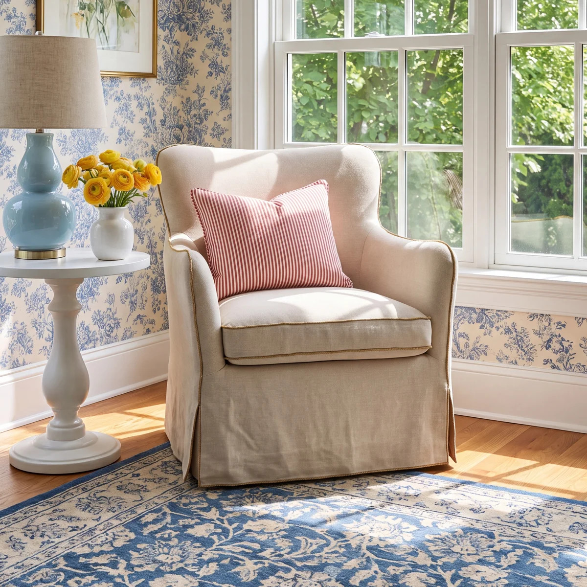 Naomie Devon Slipcover Swivel Chair-Broadway Dune | Wayfair North America
