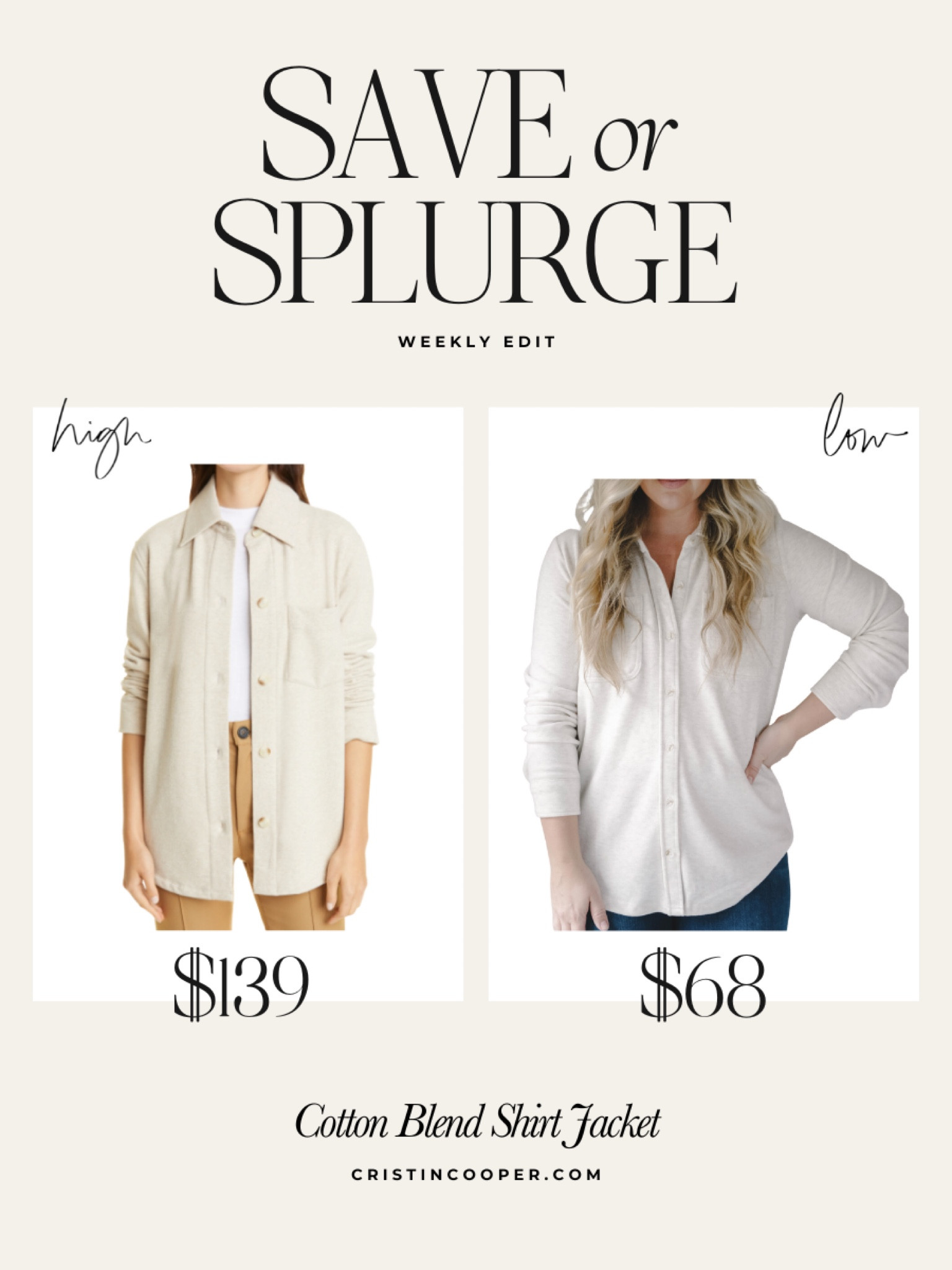 Look for Less - Cotton Blend Shirt Jacket

#springtop #lookforless


#LTKunder100 #LTKstyletip #LTKSeasonal