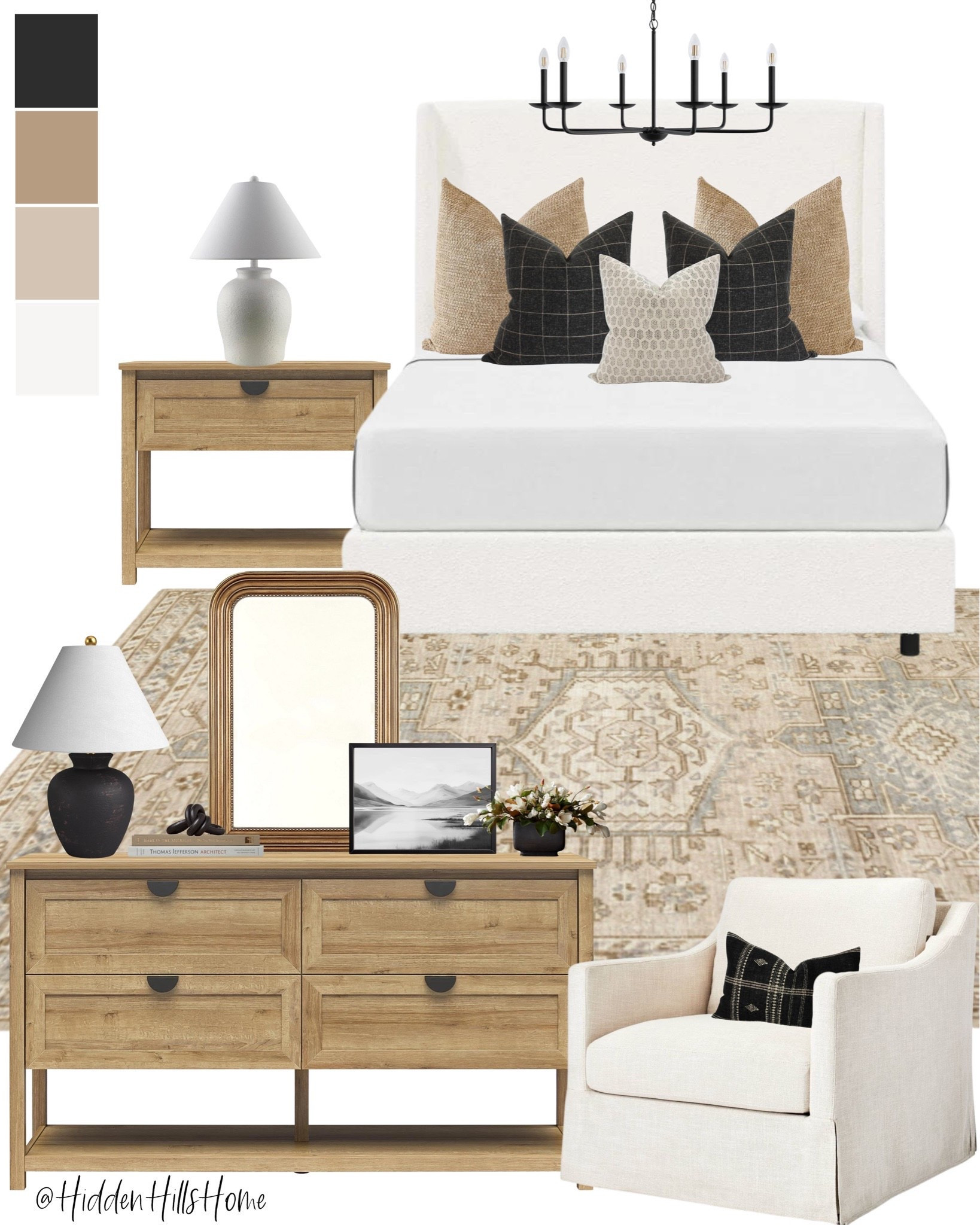 Modern transitional master bedroom mood board, neutral bedroom design ideas, primary bedroom inspo #bed

#LTKHome #LTKSaleAlert