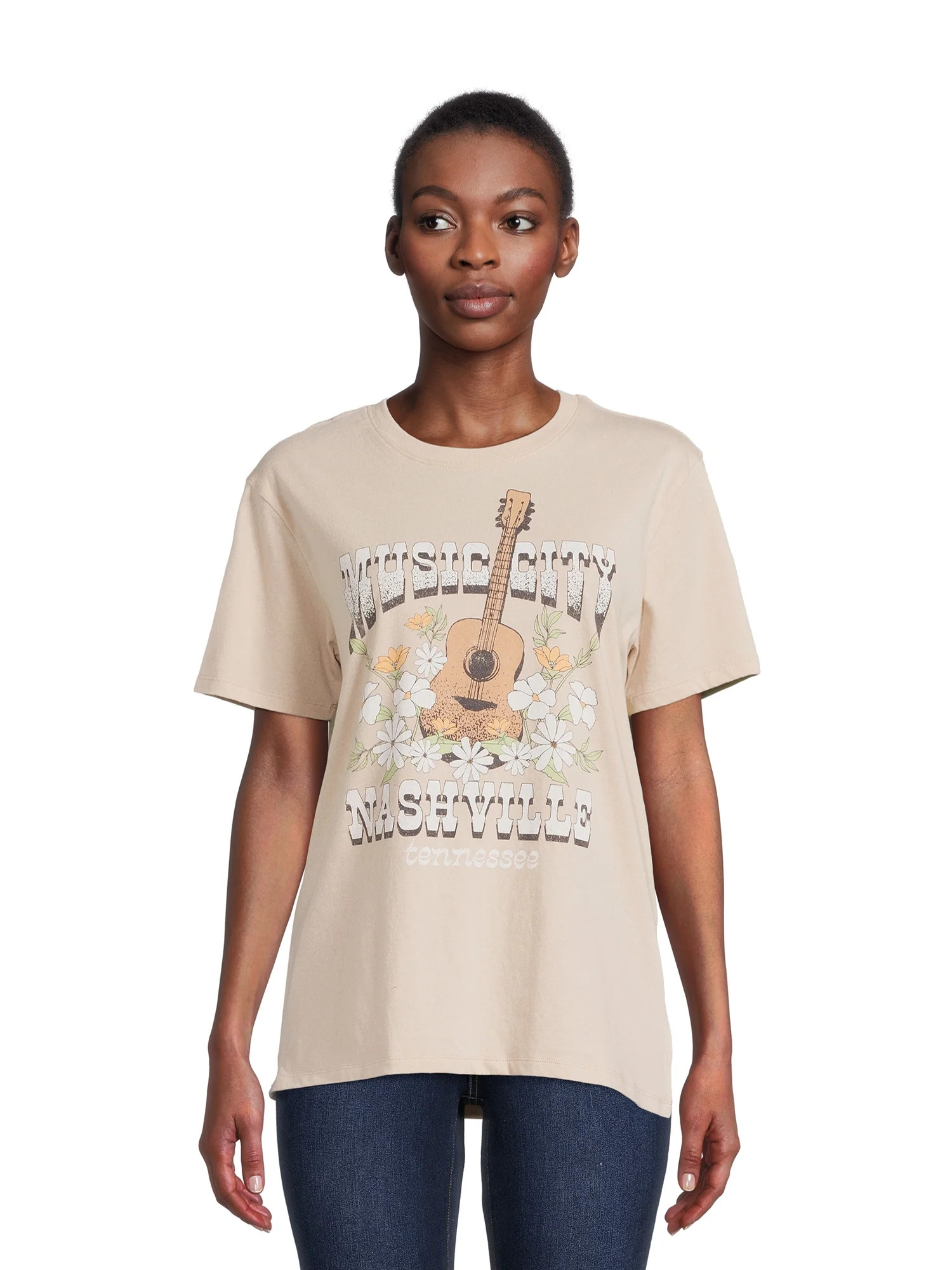 Time and Tru Women's Short Sleeve Destination Graphic Tee | Walmart (US)