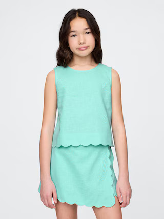 Kids Linen-Cotton Scalloped Top | Gap (US)