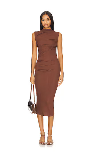 Silk Knit Sleeveless Twist Midi Dress in Nutshell | Revolve Clothing (Global)