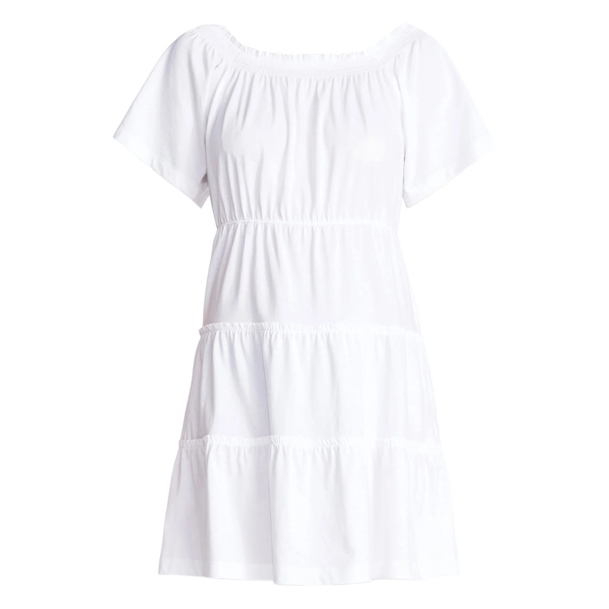 Time and Tru Women's Tiered Cotton Mini Dress with Flutter Sleeves, Sizes XS-XXXL | Walmart (US)