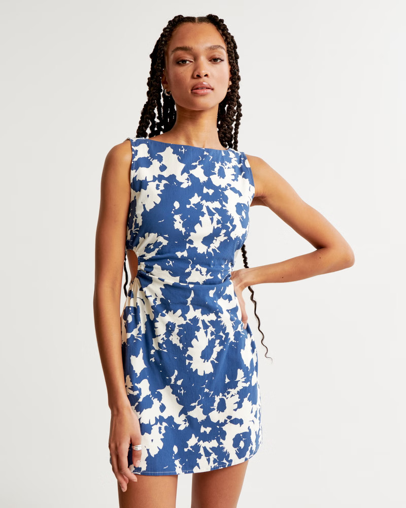 Stretch Cotton Cutout Mini Dress | Abercrombie & Fitch (US)