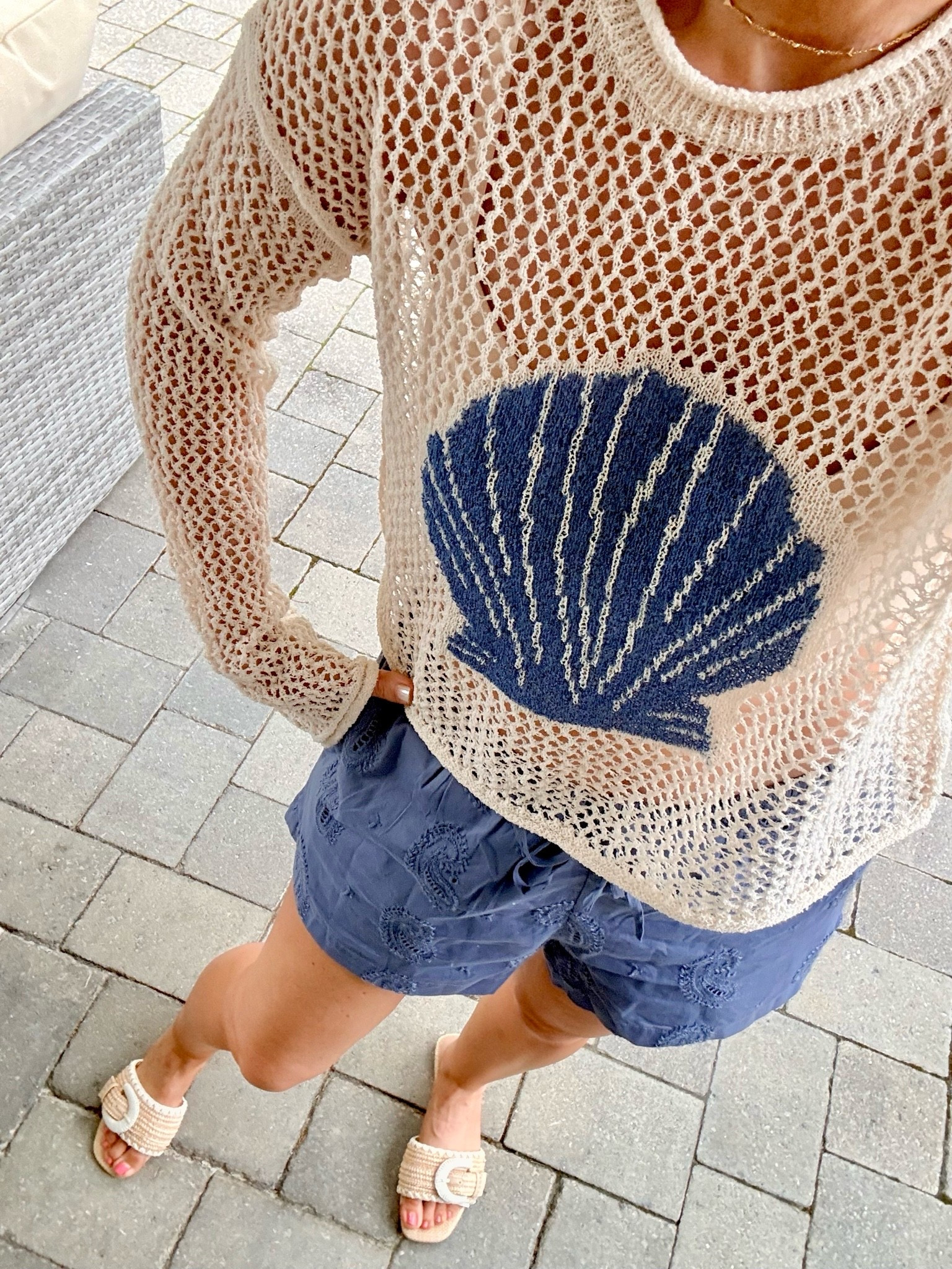 Coastal Vibes 🐚🌊 
Such a cute light crochet sweater for Summer! Perfect for over a swimsuit or to wear out to dinner! Love these adorable pull-on shorts too! Fully lined & very comfortable! 
Sweater (tts, s)
Shorts (tts, s)
Sandals (tts)

#LTKootd #LTKOver40 #LTKTravel