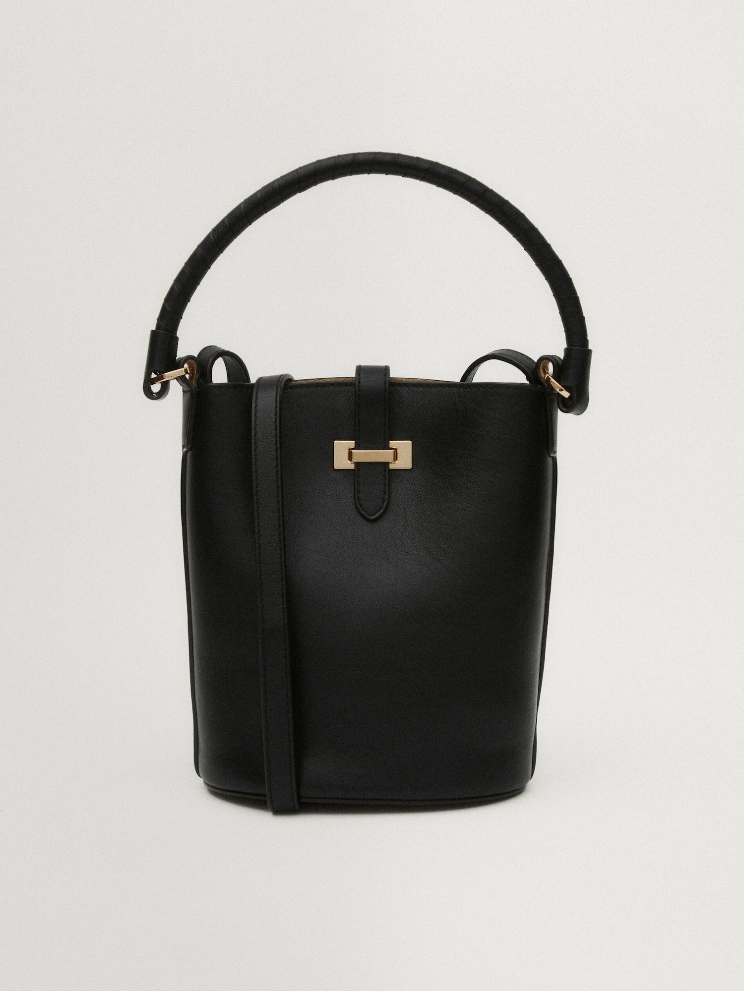 Nappa leather mini bucket bag with buckle | Massimo Dutti (US)