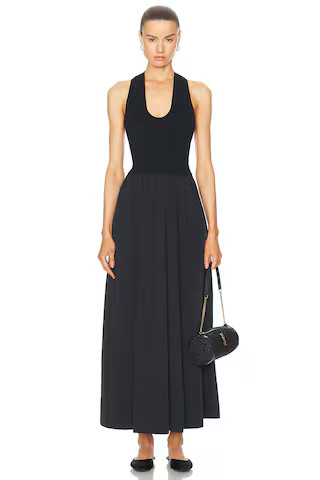 St. Agni Plunge Neck Dress in Black | FWRD 