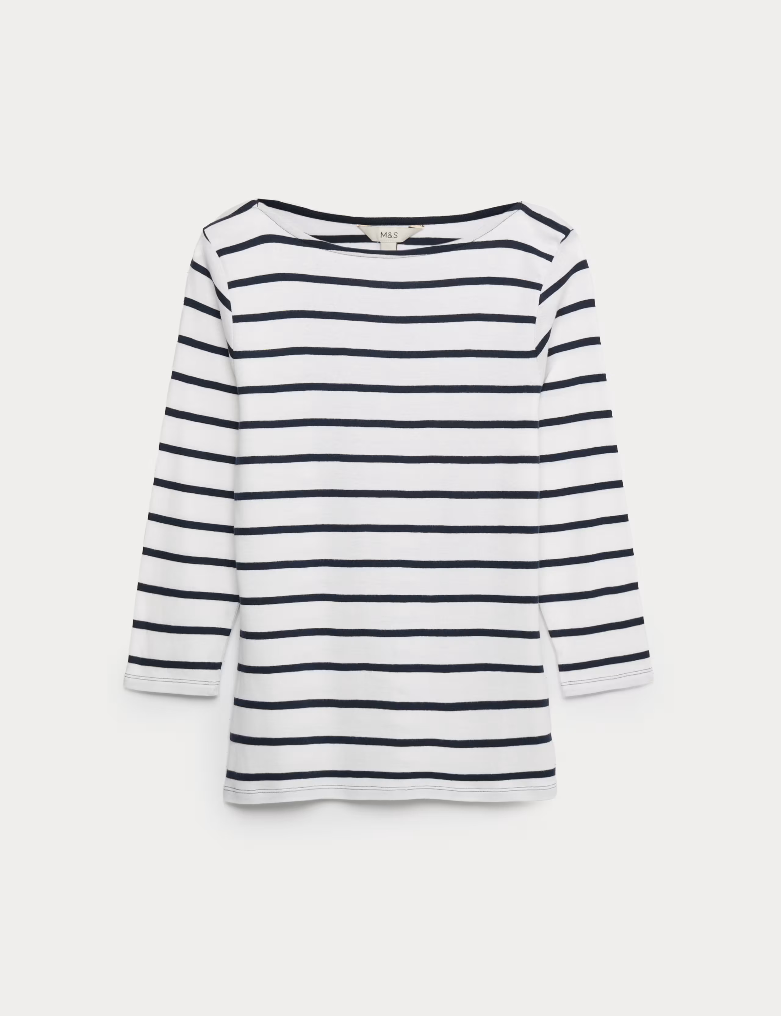 Pure Cotton Striped Slash Neck Slim Fit Top | Marks & Spencer (UK)
