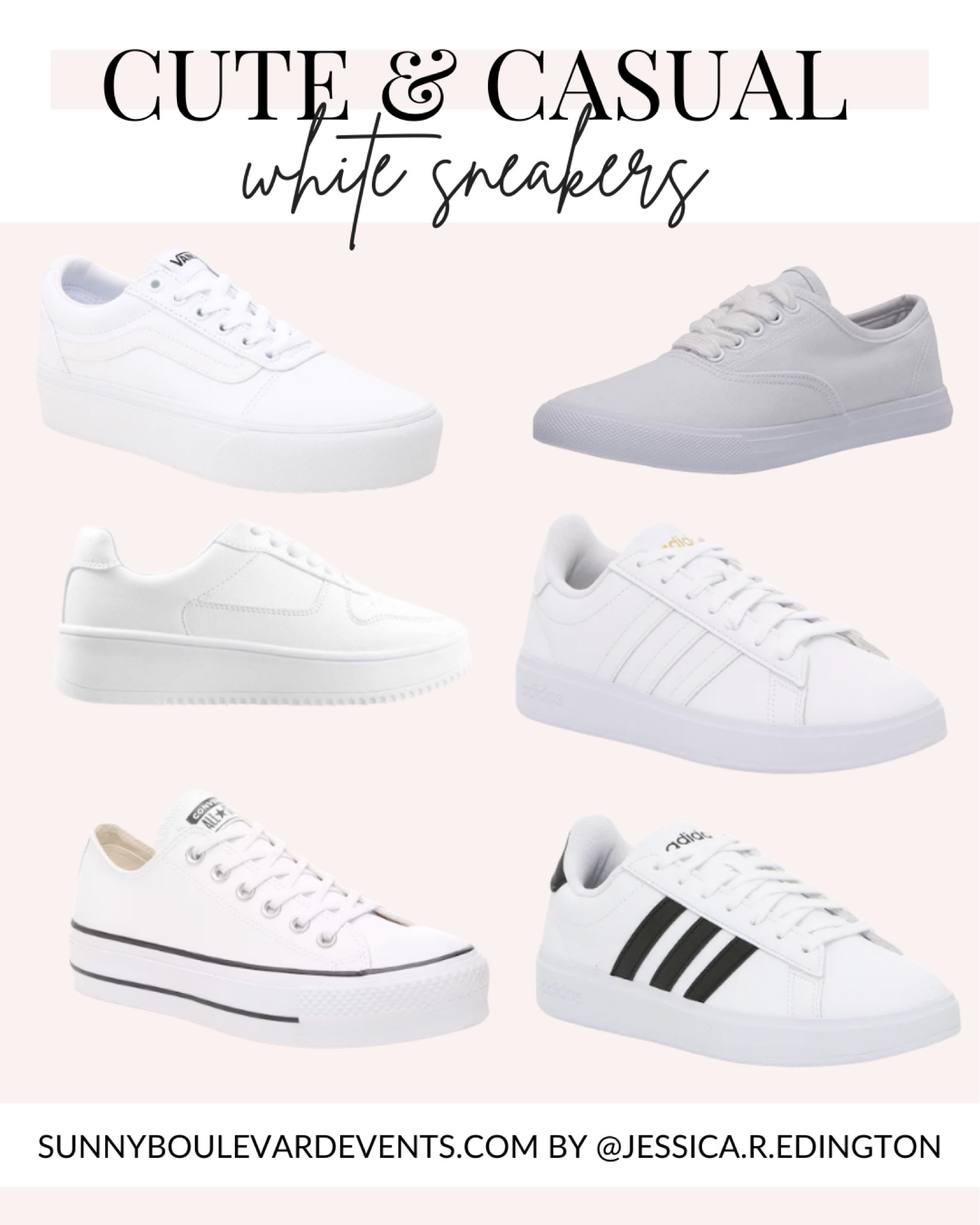 These casual white sneakers or tennis shoes for women are an affordable and comfortable option to wear at a bachelorette party. Adidas, Keds, Converse, and more comfy and casual shoe options

#LTKunder100 #LTKshoecrush #LTKunder50