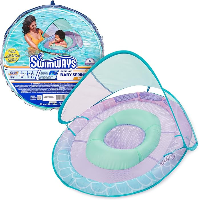 SwimWays Baby Spring Float, Baby Pool Float with Canopy, Swim Training PFD, Swimming Pool Accesso... | Amazon (US)