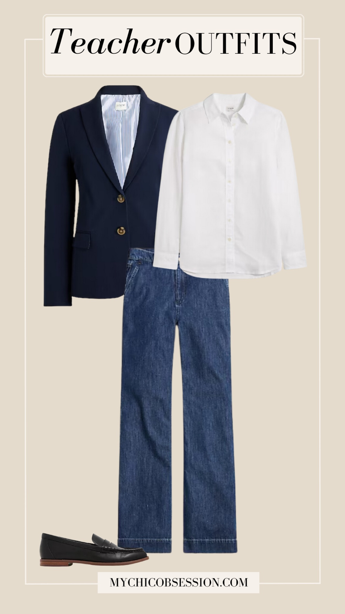 Looking for teacher outfits as you head back to school? This teacher outfit idea is fashionable and easy to wear!

white button up, blazers, loafers, jeans

#LTKBacktoSchool #LTKWorkwear