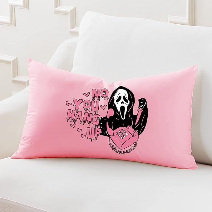 PreLiving Funny No You Hang Up First Pink Horror Ghost Throw Pillow Cover Pillowcase Valentine's ... | Amazon (US)