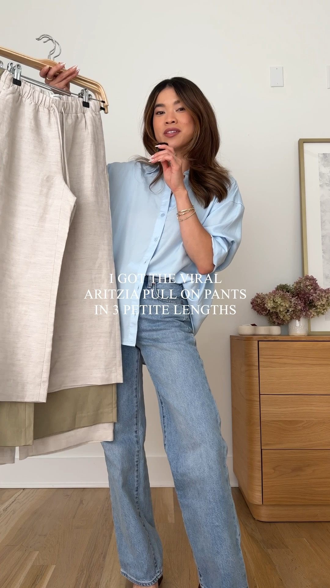 Sizing info:
•Intro button up size 2XS in Vntg Vll Blue
•intro jeans size 23 in 15 Yrs Brl Thr Bleu 
•white vest size XS
•Cropped pants size 2XS
•Green blouse size XS
•Short green pants size 2XS short
•white tank size XS
•Regular length pants size 2XS

petite fashion, get dressed with me, outfit inspiration, ootd, nashville outfit, Nashville influencer, petite style, vacation style, casual outfits, mom style, petite pants, spring outfits, spring outfit info, spring pants, spring outfit idea, spring top, spring bag, spring sweater, spring shoes, aritzia pants, lodge pants, cropped pants, linen pants, travel pants
 @Aritzia 

 #LTKmomlife #LTKSeasonal #LTKPetite