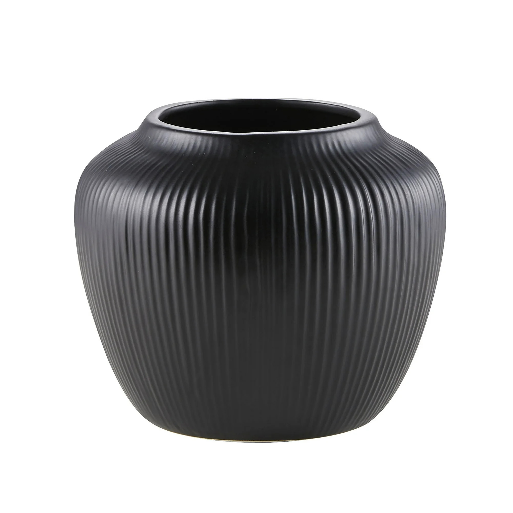 My Texas House 2-Pack, 5" Black Textured Stripe Round Stoneware Vase | Walmart (US)